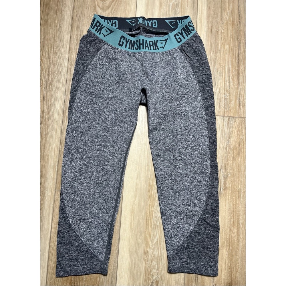 GYMSHARK Gray Teal Flex Low Rise Cropped Leggings - Women Size Small